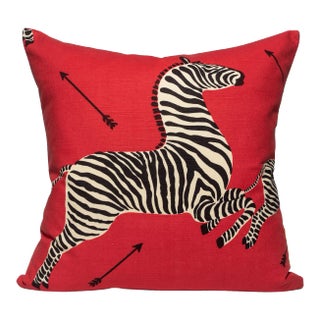 The House of Scalamandré Zebras Pillow, Masai Red For Sale