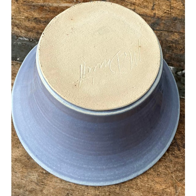 Sky Blue Vintage Original Studio Pottery Double Flower Bowl For Sale - Image 8 of 12