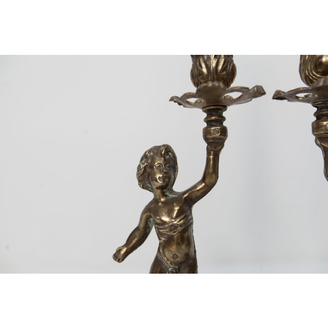 Metal Cherub Candlesticks by FC, 1890s, Set of 2 For Sale - Image 7 of 18