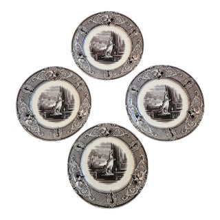 Mid 19th Century 4 J Clemenston English Ironstone Dinner Plates For Sale