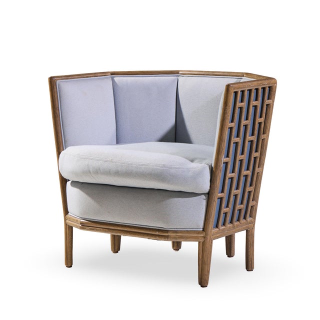 Barbara Barry for McGuire Rattan Fretwork Lounge Chairs - Pair For Sale In Chicago - Image 6 of 13