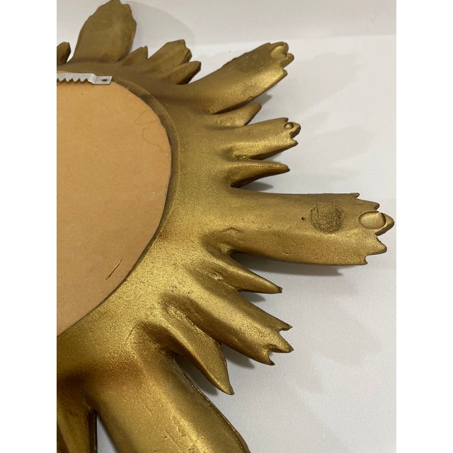 Large 18" Vintage 1990s Golden Sunburst Wall Mirror For Sale - Image 14 of 18