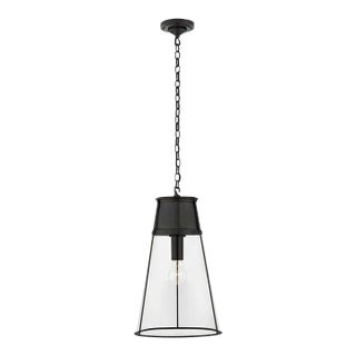 Thomas O'Brien for Visual Comfort Signature Robinson Large Pendant in Bronze with Clear Glass For Sale