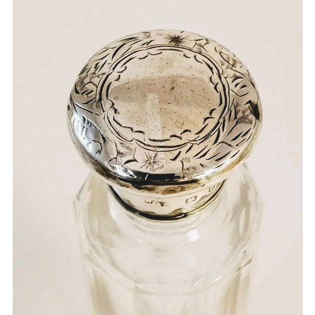 Metal English Sterling Silver Glass Dresser Vanity Bottle For Sale - Image 7 of 13
