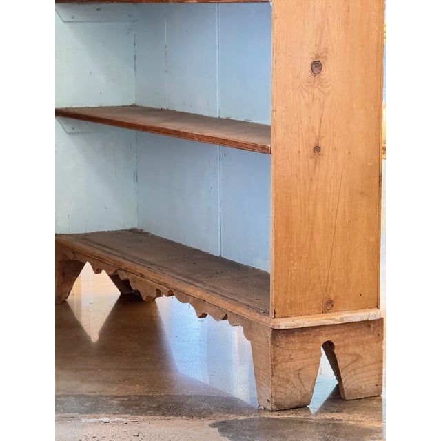 19th Century Pine Open Bookcase With Painted Blue Interior For Sale - Image 10 of 13