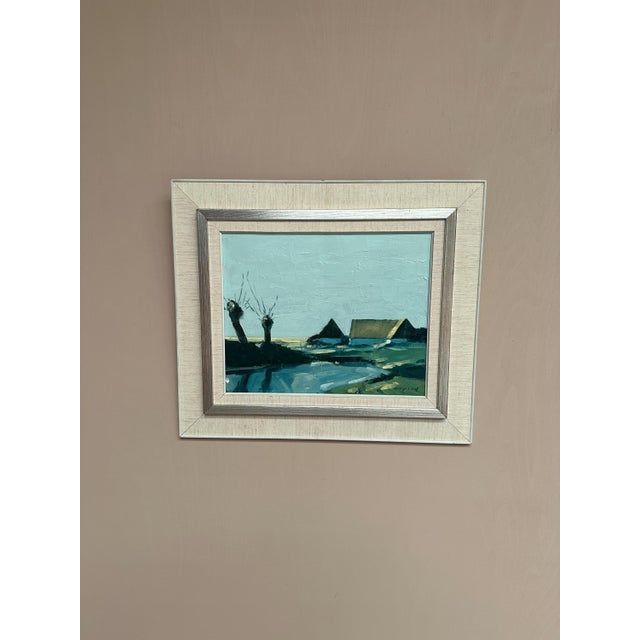 Bengt Hillgrund, Farm by the Lake, 1950s, Oil Painting on Canvas, Framed For Sale - Image 13 of 18