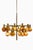 Large ceiling lamp in brass and amber glass by hans-agne jakobsson, 1950's additional information: material: brass and...