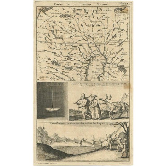 Antique Map of Lapland, 1714 For Sale
