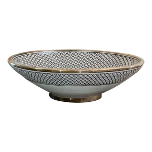 Contemporary Linda Hand Painted Round Pottery Sink Bowl With Brass Accents