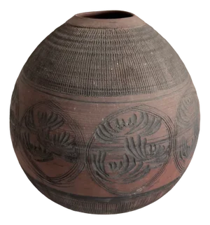 Large Earthenware Brown Robbed Vase