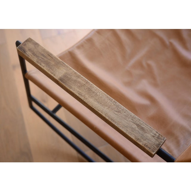 Mid Century Modern Style Metal and Leather Rocking Chair For Sale In San Francisco - Image 6 of 13