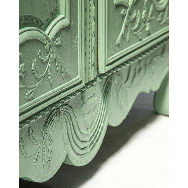 Early 19th Century French Pistache Green Marriage Armoire For Sale - Image 11 of 17