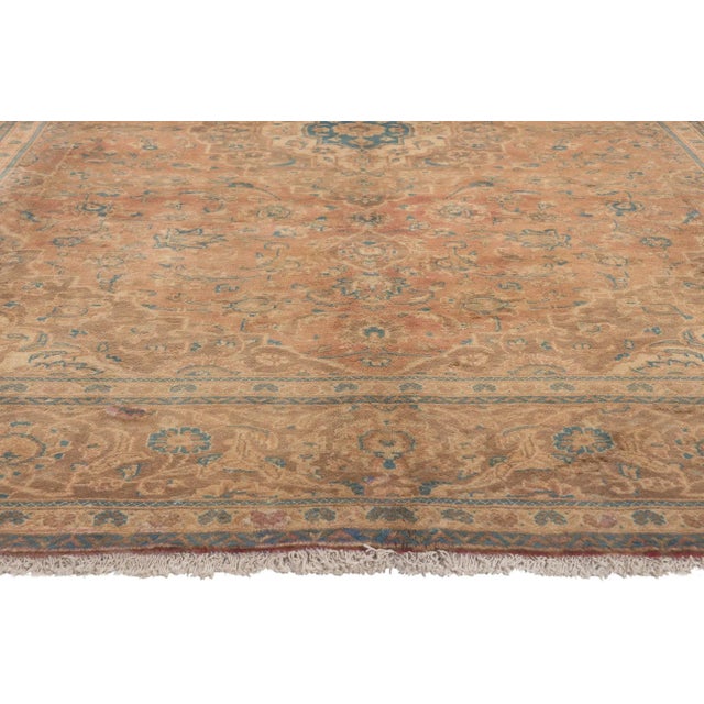 Mid 20th Century Mid 20th Century Vintage Persian Yazd Rug - 08'00 x 11'03 For Sale - Image 4 of 9