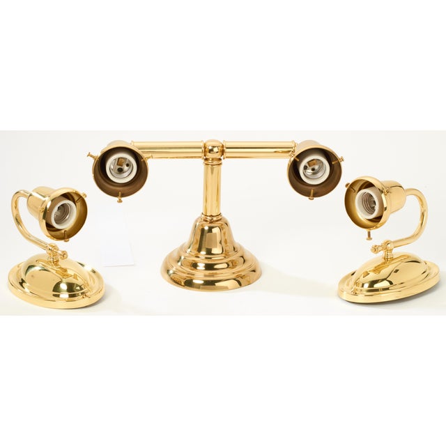 Traditional Set of 3 Polished Brass Wall Lights by Brass Light Gallery For Sale - Image 3 of 6