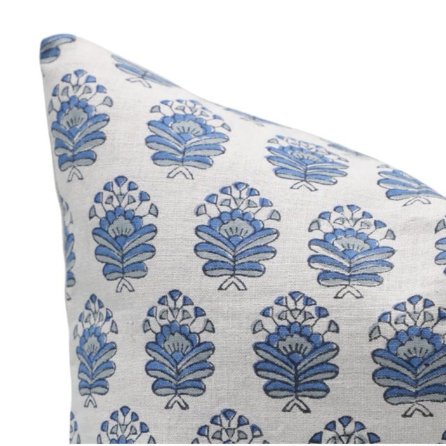 Not Yet Made - Made To Order Block Printed Pure Linen Throw Pillow Cover 14x20 Inch- Bheeshma For Sale - Image 5 of 5