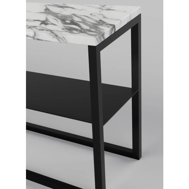 Black Powder Coated and Marble Eros Console Table by Casa Botelho For Sale - Image 9 of 10