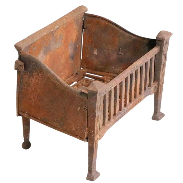 Arts & Crafts Vintage Arts and Crafts Cast Iron Fireplace Grate For Sale - Image 3 of 12