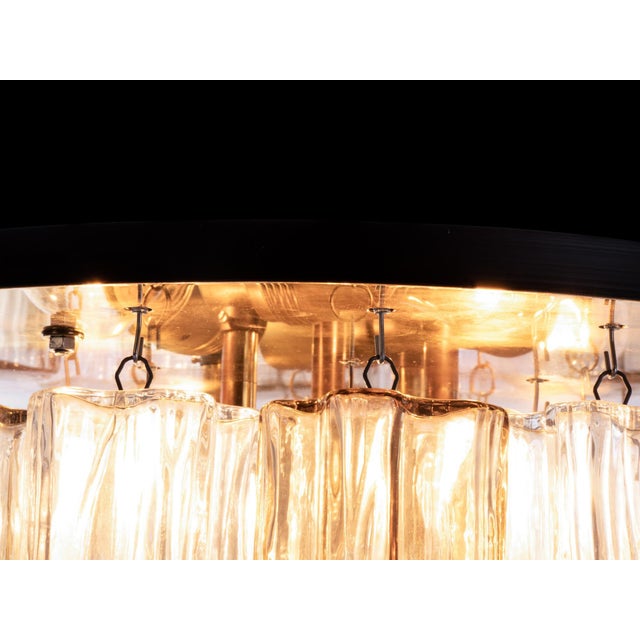 Brown Amber Venini Tronchi Murano Glass & Brass Flush Mount Ceiling Light by J. T. Kalmar For Sale - Image 8 of 11