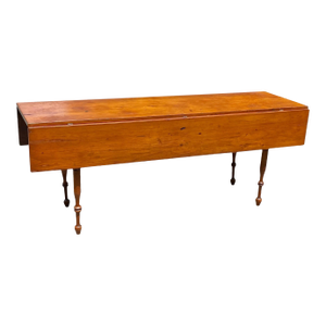 Antique Pumpkin Pine Drop Leaf Harvest Table / Dining Table Long & Narrow