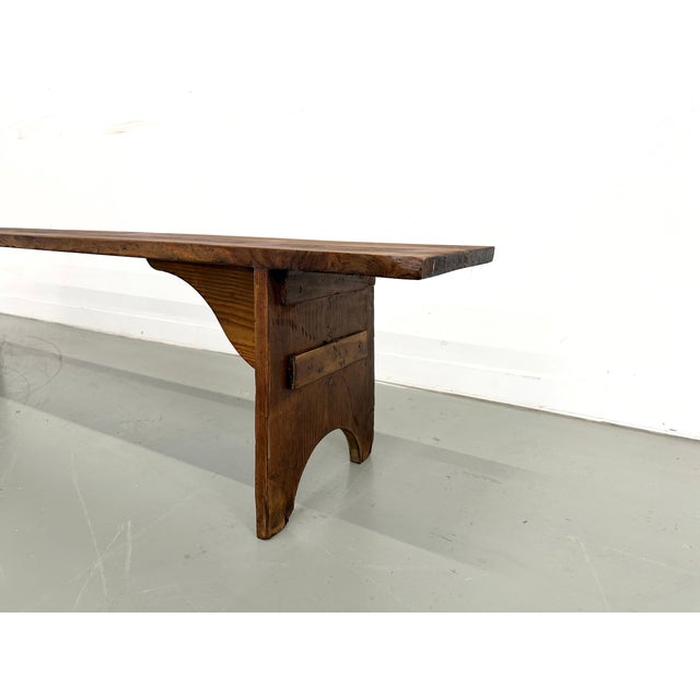Large Farm Bench in Varnished Pine, 1950s For Sale - Image 6 of 14