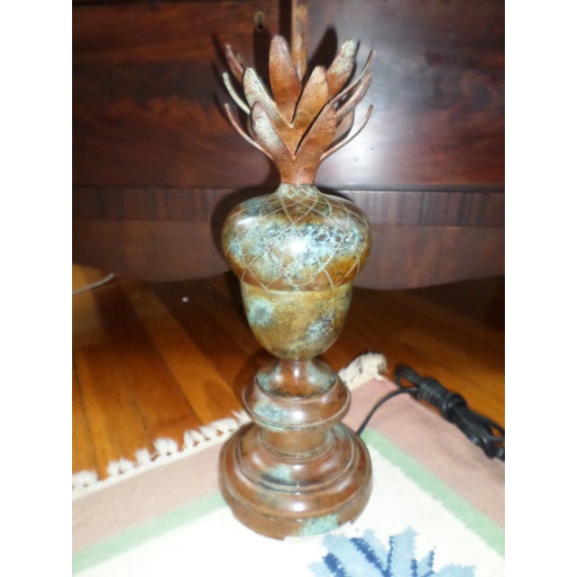Mid-Century Modern Mid Century Modern Metal Brown With Blue Accents Acorn Design Table Lamp For Sale - Image 3 of 11