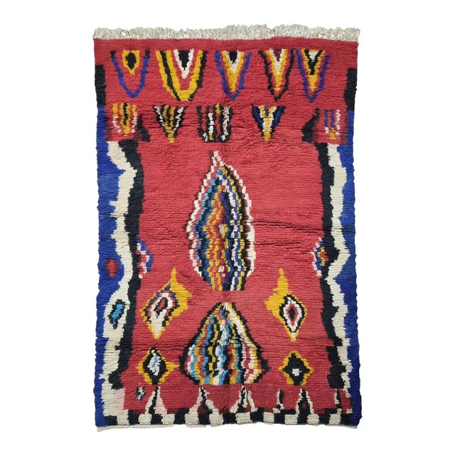 Berber Wool Rug With Tribal Flame Motifs - 9.5 X 6.5 Ft For Sale