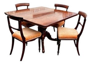 Dining Table and Chairs in Mahogany, Set of 5