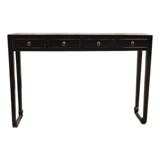48" Long 4 Drawer Black Ming Console Table For Sale