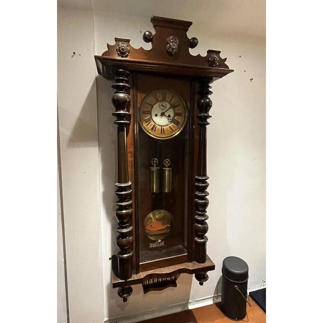 Victorian Regulator with Double Brass Weights, Vienna For Sale - Image 6 of 6