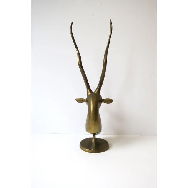 Brass Gazelle Antelope Animal Sculpture Decorative Object, Tall For Sale - Image 9 of 13