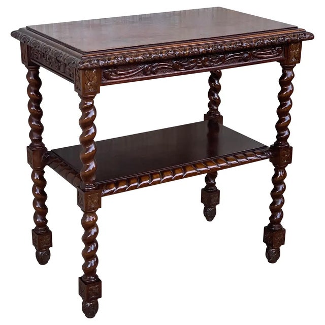 1880s Spanish Walnut Carved Side Table For Sale - Image 11 of 11