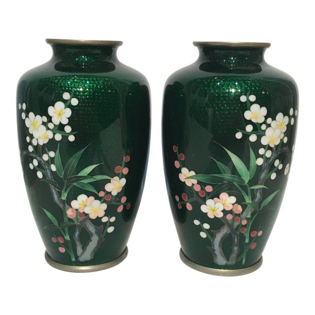 Vintage Cloisonne Vases - a Pair For Sale