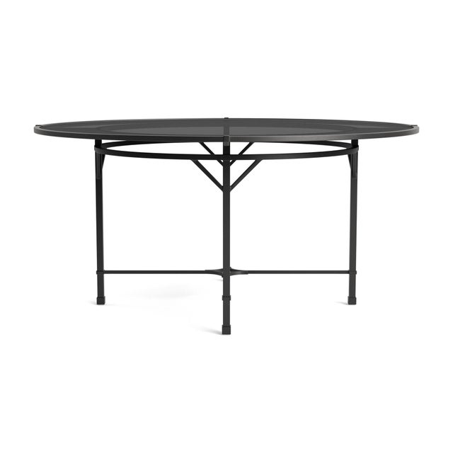 Contemporary Brown Jordan Venetian 60" Round Dining Table - Glass Top, Textured Pewter frame For Sale - Image 3 of 11