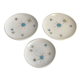 Franciscan Starburst Salad Desert Plates Mid Century Modern 1950s Set of 3 For Sale