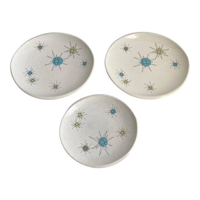 Franciscan Starburst Salad Desert Plates Mid Century Modern 1950s Set of 3 For Sale