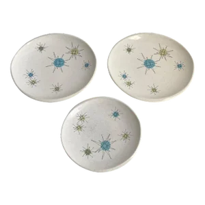 Franciscan Starburst Salad Desert Plates Mid Century Modern 1950s Set of 3
