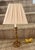 Hand painted faux bamboo painted table lamp in the style of Colefax and Fowler. Includes silk shade with shell pink...