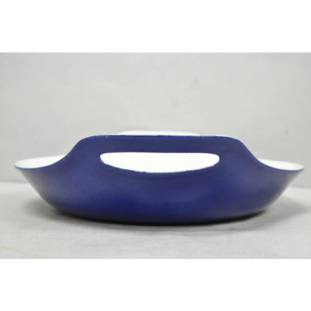 Vintage Michael Lax Copco Denmark Modern Blue Enamel Cast Iron Paella Dish Pan For Sale - Image 4 of 15