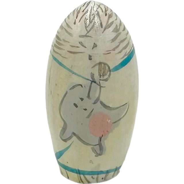 Wood Vintage Easter Bunny Rabbit Nesting Dolls Midwest Importers Wooden Matryoshka For Sale - Image 7 of 13