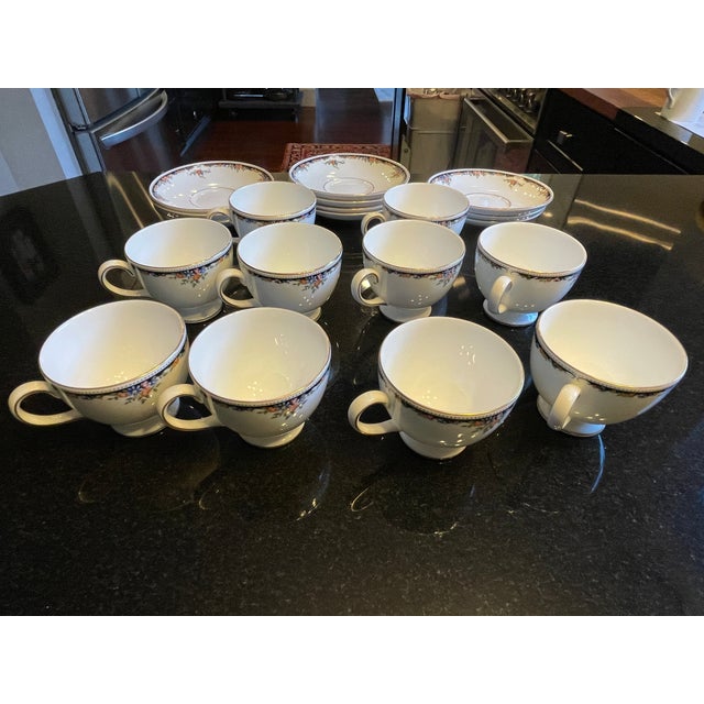 Wedgwood 1980s Wedgewood Osborne China Coffee/Teacups/Saucers for 10 For Sale - Image 4 of 6