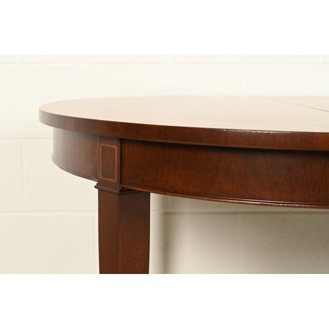 Kindel Furniture Federal Inlaid Mahogany Extension Dining Table, Newly Refinished For Sale - Image 10 of 15
