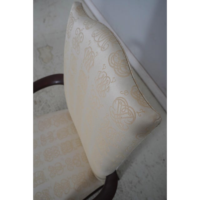 Pair of Henkel Harris Mahogany Upholstered High Back Host Armchairs For Sale - Image 13 of 18