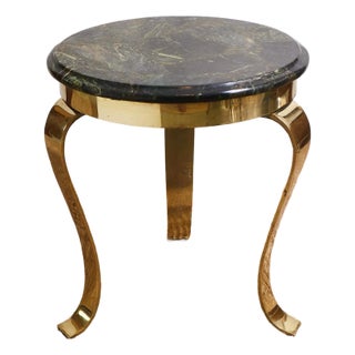 1960s Green and Brass Side Table Attributed to Arturo Pani For Sale