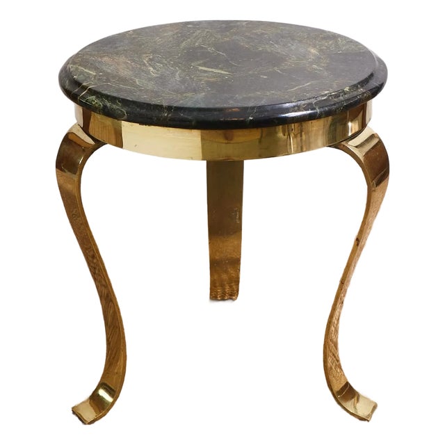 1960s Green and Brass Side Table Attributed to Arturo Pani For Sale