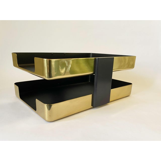 2Tiered Vintage Mirror Brass Letter Tray by Smith Metal Arts and