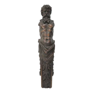Architectural Element Hand Carved Walnut Figure Depicting Zeus