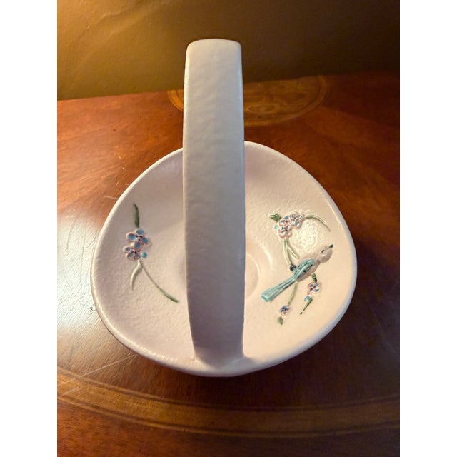 Ceramic Vintage Hull Art Pottery Serenade Basket Handled Vase 7"h ca.1957 For Sale - Image 7 of 11