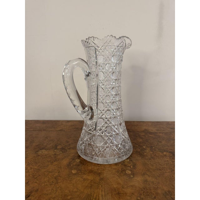 Large Antique Edwardian Cut Glass Jug, 1900 For Sale - Image 3 of 8