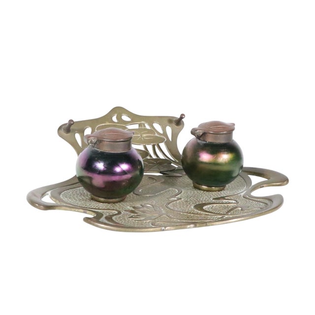 Art Nouveau Vienesse Geschutzt Ink Well C 1900's For Sale - Image 14 of 17