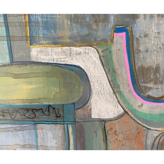 2020s Small Abstract Geometric in Green, Acrylic on Board For Sale - Image 5 of 12